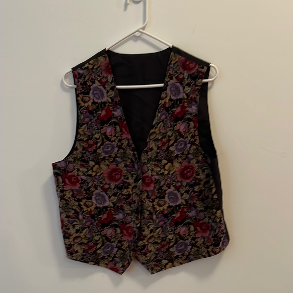 Floral Vest with Red and Purple Accents
